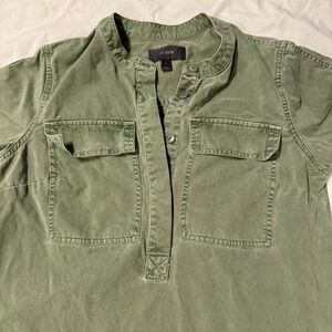 EUC Vintage 90's J. Crew Women’s Military Shirt Dress Army Green Olive Size 2
